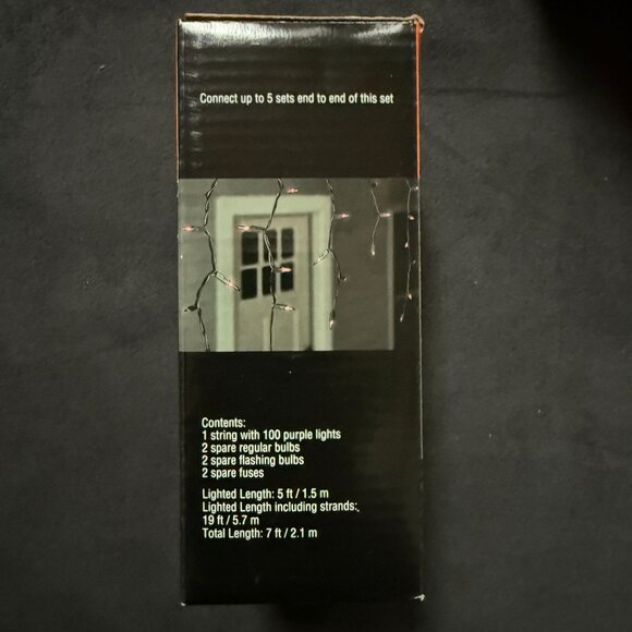 Ashland Halloween Purple Icicle 100 Light String Indoor/Outdoor 5ft Black Wire - Picture 4 of 6